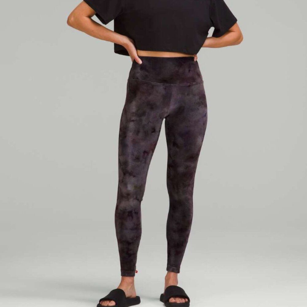 Lululemon Wunder Lounge HR Tight 28" Velour Interstellar Dark Grey Multi Size 4